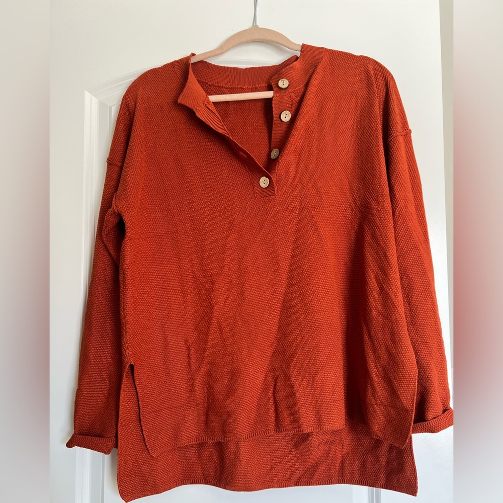 Amazon Burnt Orange Button Top